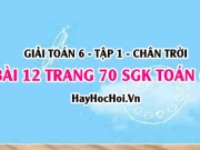 Giải bài 12 trang 70 Toán 6 Tập 1 SGK Chân trời sáng tạo:...